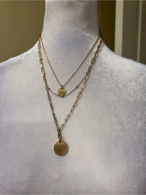 Layered Gold Toned Disc Necklace - Elegant Women’s Jewelry